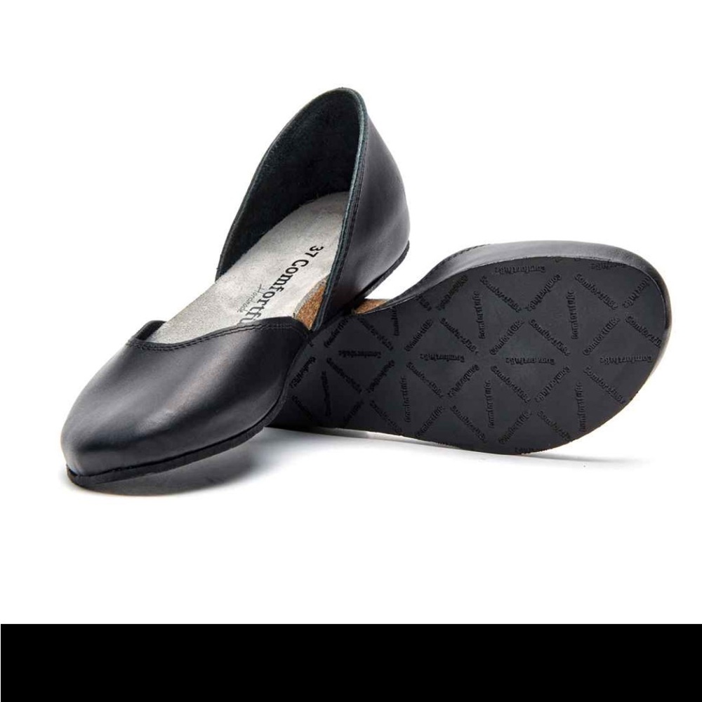 Comfortfüsse Este Genuine Leather Women’s Black Flat Shoes Size 7-7.5